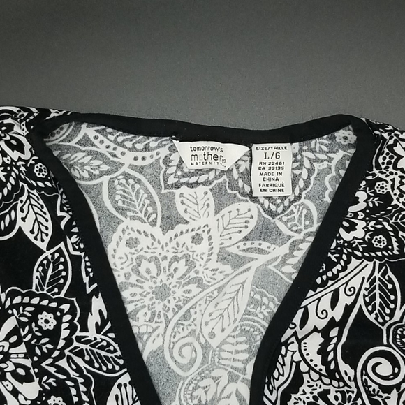 tomorrow's mother Maternity Black and White Large Long Sleeve Top - Picture 5 of 5